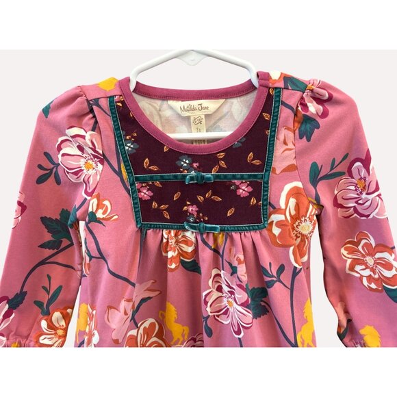 Matilda Jane Girls Pink Floral Unicorn Dress 12-18M Cotton Blend Fallcore Velvet - Picture 2 of 5